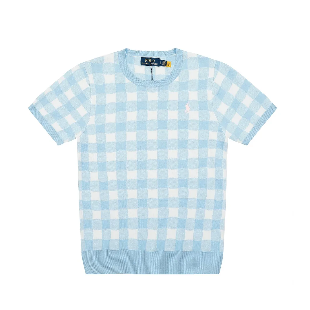 P150 💰 "Top quality" Style number: DS215# (on sale all year round) [Ralph Lauren plaid jacquard basic pony embroidered logo knitted round neck short sleeves] ✅Ralph Lauren Ralph Lauren all-match goddess style plain plaid knitted round neck pullover short sleeves for all seasons ✅Main provider of platform live broadcast Wholesale entities ✅ZP quality 1:1 version Scan the code to enter the GF website Counter quality ✅Detailed quality The only one in Guangzhou Imported quality cotton yarn, focusing on high-end, cost-effective, good quality needless to say ✅The version restores the original version, loose, comfortable and stress-free, simple is high-end, classic is eternal, ✅The upper body is simple and easy to match, a must-have for goddess ootd. Good-looking clothes are never picky. A must-have in the goddess' wardrobe. Size: S-L Color: Navy Gray Yellow Pink Light Blue Red